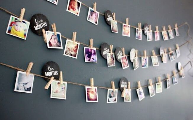 varal de fotos - Decoração artesanal para a parede – ideias fáceis
